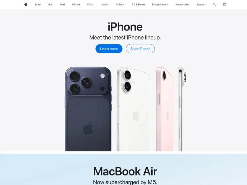 Page d'accueil de Apple